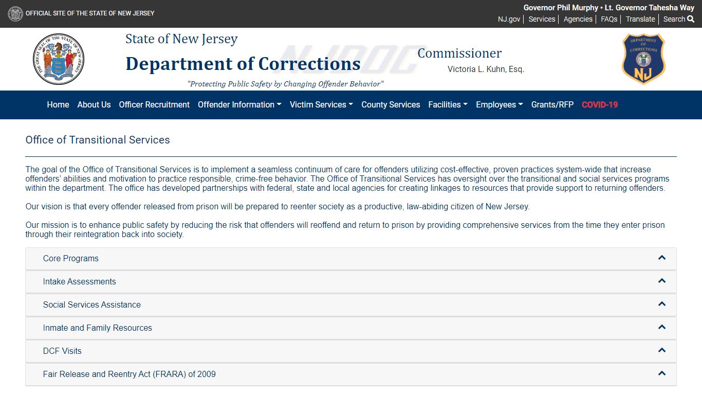 The Official Website for the New Jersey Department of Corrections ...